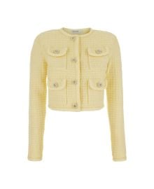 self-portrait Yellow Crop Cardigan With Jewel Buttons In Tweed Woman italist ALWAYS LIKE A SALE at Italist